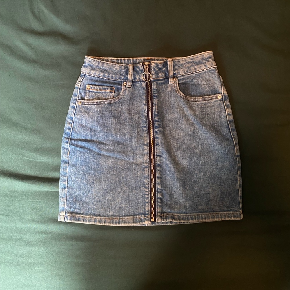 Zip Up Jean Skirt
